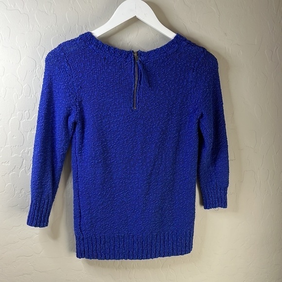 H&m blue crewneck sweater three-quarter length sleeves zips in back size small - Picture 5 of 9